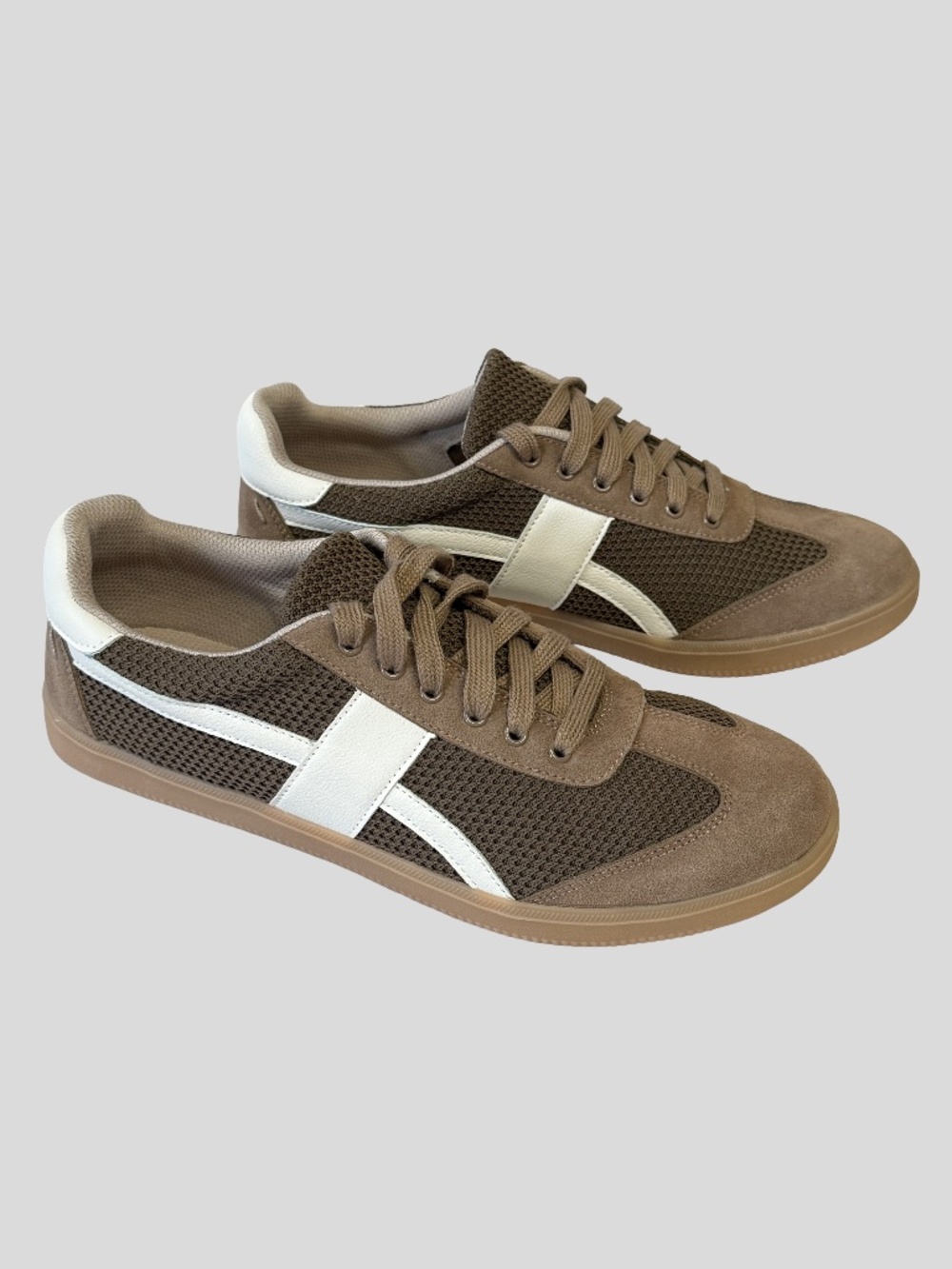 EILEEN FISHER ﻿Retro Mesh Lace-Up Sneakers in Taupe Brown Size 9